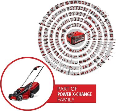 Акумуляторний газонокосарка Einhell City GE-cm 18/30 Li Kit Power X-Change (18 В, ширина косіння 30 см, до 150 м², Brushless, кошик 25 л, висота косіння 30-70 мм, з акумулятором 3.0 Ah + зарядним пристроєм)
