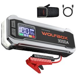 Бустер для автомобіля WOLFBOX 3000A, пусковий пристрій для 12В авто (бензин до 10л, дизель до 10л)