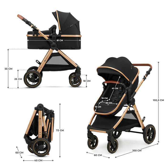 Багатофункціональний дитячий візок Kinderkraft ESME 2в1, Pure Black