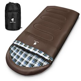 Спальний мішок GEERTOP XXL на 4 сезони з фланелі, великого розміру (220x100 см) для дорослих, для кемпінгу, походів та подорожей (Коричневий)