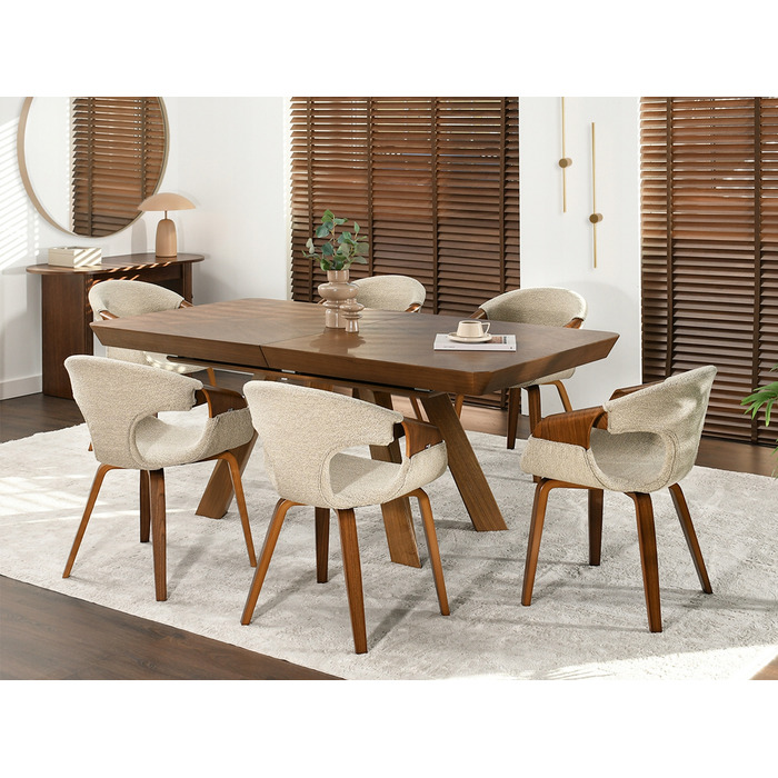 Стілець Mebel-Partner Kora, бежевий букле, горіх