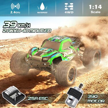 Радіокерований позашляховик HBX 1:14 4WD 39 км/год, RC монстр-трак, водонепроникний, для дітей та дорослих