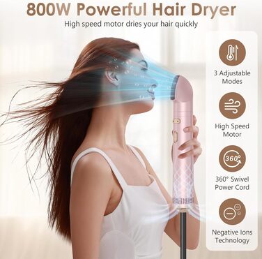 Набір для укладки волосся 3 в 1 Rotierend Air Styler (Рожевий) - Фен-щітка, обертова щітка, термощітка для сушіння, випрямлення та укладки