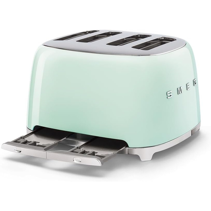 Тостер Smeg TSF03WHEU 4 відділення пастельно-зелений, 6 режимів, розморожування, підігрів, функція бейгл, 2000 Вт