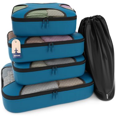 Набір органайзерів для подорожей Shacke Packung (4 шт.) з мішком для прання, колір Gentlemen's Blue