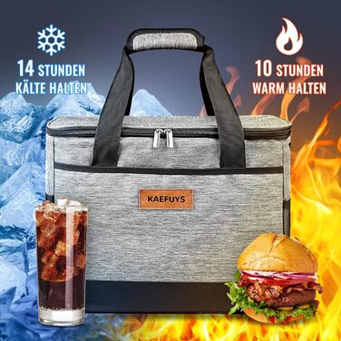 Сумка-холодильник 33л + 15л, складна, для пікніка, 14 год охолодження, велика термосумка для сім'ї, офісу, авто, кемпінгу, BBQ, подорожей, покупок, водонепроникна, блакитна