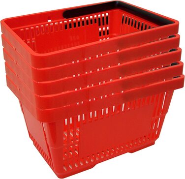 Пластикові кошики GERSO з ручкою, 20 л, 40 см, червоні, 5 шт, штабельовані