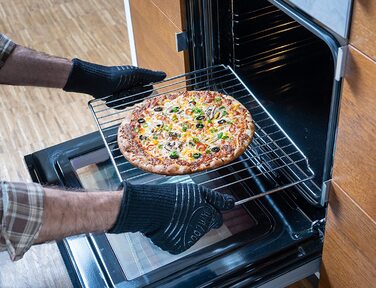 Преміум термостійкі рукавички для грилю та духовки AMZBBQ, до 500°C, з арамідної тканини, вогнестійкі, 3 розміри (S-XL), чорні, розмір S
