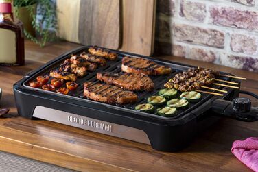 Електричний гриль George Foreman Smokeless для дому, бездимний, антипригарний, з піддоном для жиру, регулятором температури, вертикальне зберігання, модель 25850-56