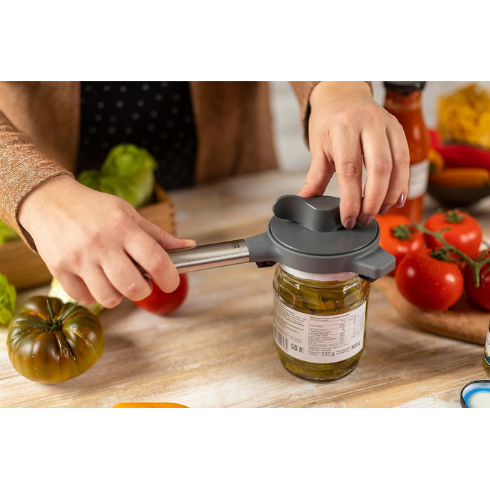 Відкривачка для кришок Kuhn Rikon Deluxe Gripper, сіра, легко відкриває кришки, підходить для гладких та зрізаних кришок