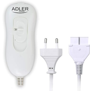 Електричний двоспальний підігрівач для ліжка ADLER AD 7426, 150x160 см, 3 режими, 120 Вт, безпечний, сірої кольору, фліс, пральний
