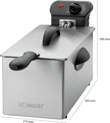 Фритюрниця Bomann 3л, 2000Вт, холодна зона, термостат, професійна для ресторану