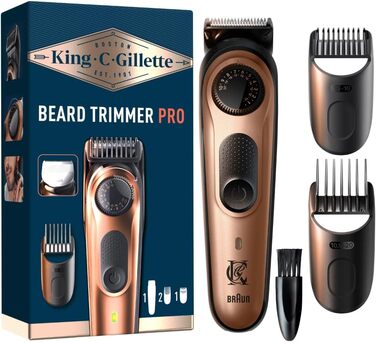 Електричний тример для бороди King C. Gillette Pro для чоловіків, 40 довжин, знімні леза з нержавіючої сталі, водонепроникний