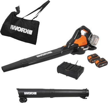 WORX WG505E Trivac: Електричний повітродув та пилосос для листя 3000 Вт – 3-в-1 (повітродув, пилосос, мульчер) – швидкість повітря 335 км/год, об'єм всмоктування 600 м³/год – з мішком 45 л