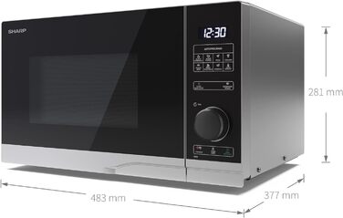 Мікрохвильова піч SHARP PS234AES 900 Вт, 10 режимів, розморожування, срібляста, 483x281x377 мм