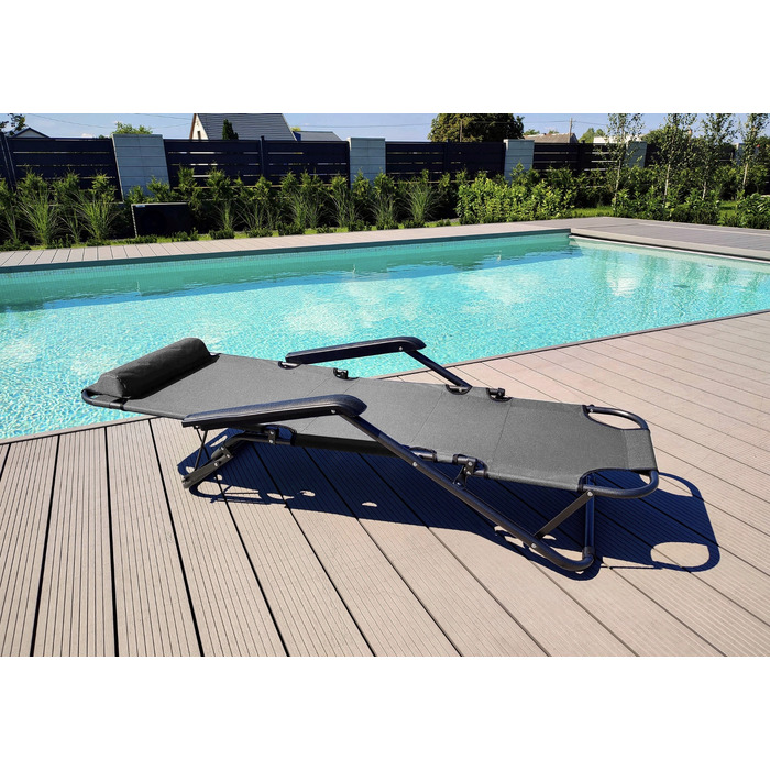 Шезлонг металевий сірий Leco
