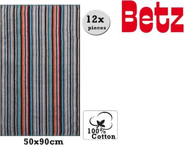 Набір кухонних рушників Betz HELGOLAND 12 шт, 100% бавовна, 50x90 см, різнокольорові смужки, універсальні для кухні, серветки та рук