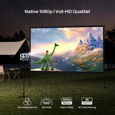 Aurzen Boom Mini 4-в-1 Smart Beamer з Google TV, 4K, проєктор для дому та на вулицю, 20W Dolby Audio, 500 ANSI, автофокус ToF, корекція трапеції, Wi-Fi/Bluetooth, сумісність з телефоном (блакитний)