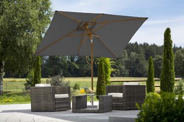 Сонячна парасоля Schneider Malaga 300x200 см, прямокутна, антрацит, алюмінієво-сталевий каркас, поліестер