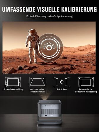 Смарт-проектор VISSPL 4K Home Cinema, 30000 Люмен, 3D Dolby Audio, Автофокус, WiFi 6, Bluetooth, 360° підставка, сірий