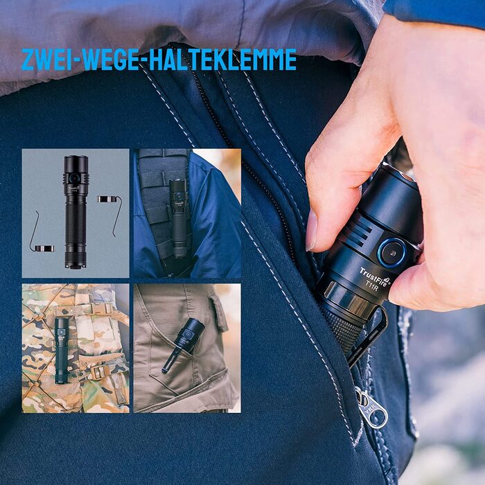 LED ліхтар Trustfire T11R, надяскравий 1800 люмен, USB-зарядка, 5 режимів, тактичний, водонепроникний IP68, для кемпінгу, туризму, екстрених ситуацій, чорний