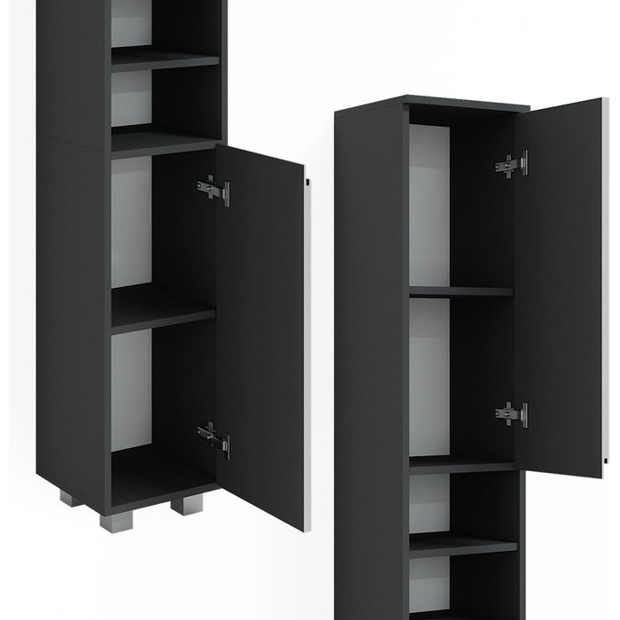Пенал для ванної Vicco J-Shape, білий/антрацит, 30x190 см