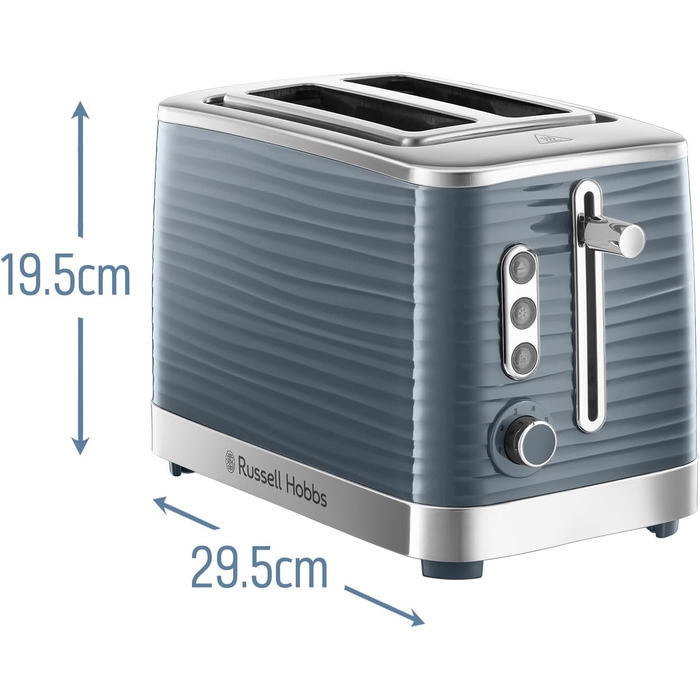 Тостер Russell Hobbs Inspire Grau на 2 тости, з підставкою для булочок, 6 режимів, розморожування та підігрів - 24373-56