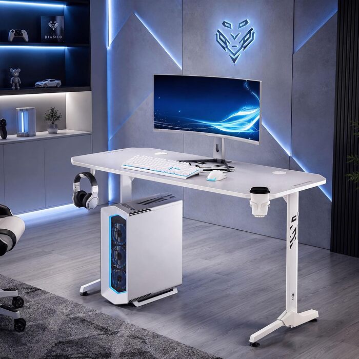 Ігровий стіл Diablo Gaming для ПК та комп'ютера, 160x75x75 см, білий