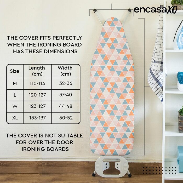 Чохол для прасувальної дошки Encasa Homes Luxury Line, середній, 112x34 см, з товстою підкладкою, зелені троянди, для дому та готелю