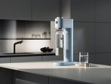 Автоматичний сифон для води WMF Element One зі сталі, світло-блакитний — газовий сифон для створення газованої води з 3 рівнями інтенсивності