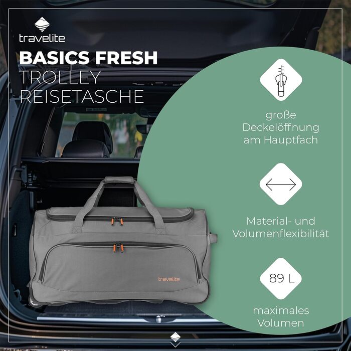 Дорожня сумка на колесах Travelite Basics Fresh L, 71 см, 89 л, антрацит (сірий)