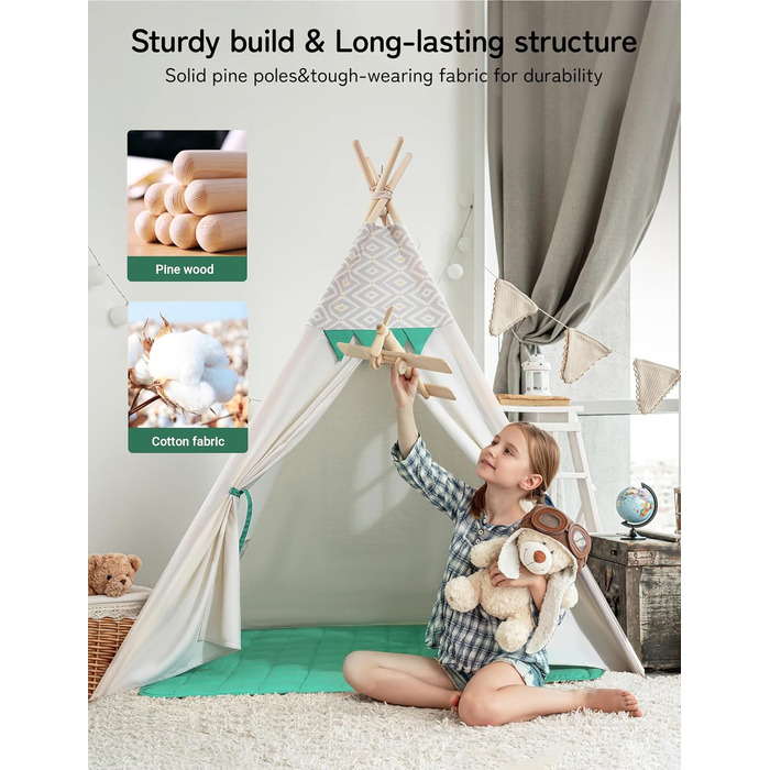 Дитячий намет-тепі для кімнати besrey, ігровий намет, зелений, для читання та ігор, декор для дитячої кімнати