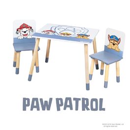 Дитячий комплект меблів Roba Paw Patrol: 2 стільці та стіл, дерев'яні, білі, з героями мультфільму, для дітей від 18 місяців