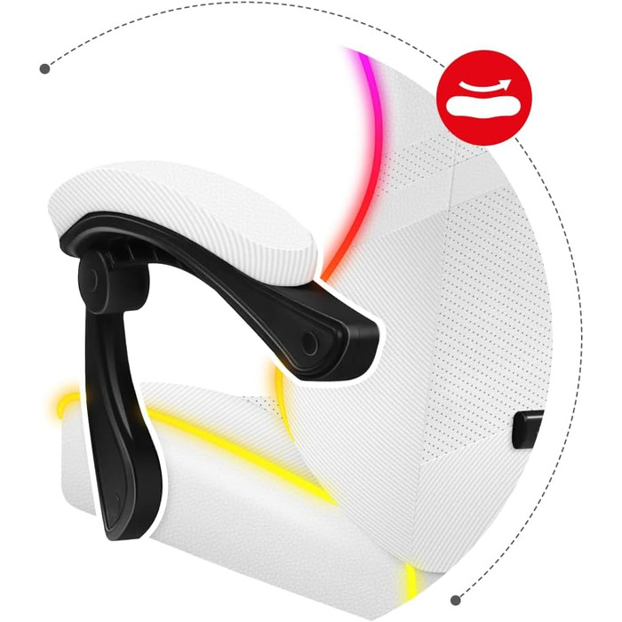 Ігрове крісло Huzaro Force 4.4 RGB біле, ергономічне, LED-підсвітка, екошкіра, регульована висота, підголівник, підтримка до 130 кг