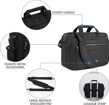 Сумка для ноутбука VANKEAN Premium Briefcase, чохол-кейс для ноутбука до 15.6 дюймів, чорний