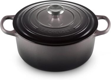 Чавунна каструля-брятер Le Creuset Signature з кришкою, кругла, 26 см, 5,3 л, для всіх плит та індукції, колір Flint