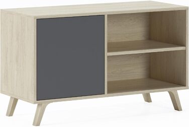 ТВ-тумба Skraut Home Wind 100 Puccini для вітальні, 57x95x40 см, сіра, для телевізора 32/40 дюймів, флігельні двері Puccini