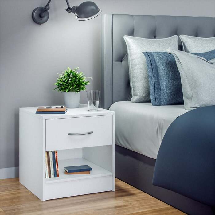 Тумбочка Kiel набір з 2 білих 41x39x28см