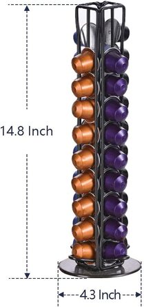 Обертова підставка для капсул Nespresso XIAPIA на 40 штук, чорна, органайзер для зберігання кавових капсул