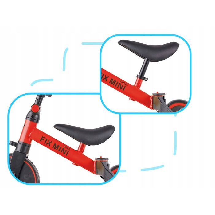 Дитячий триколісний велосипед Ikonka Trike Fix Mini, чорний з червоним