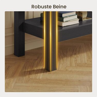 Консольний стіл Xbro з розетками та USB-портами, вузький стіл у передпокій з 2 шухлядами та полицею, чорний, 130 x 30 x 80 см