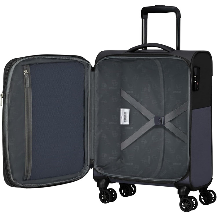 Валіза American Tourister Daring Dash Spinner L, розширювана, 77 см, 107/117 л, чорна/сіра