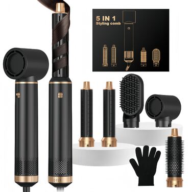 Airstyler 5 в 1: Фен-щітка, плойка, гаряче повітря для укладки волосся Schwarz/Gold