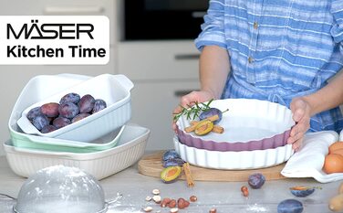 Форма для випікання MÄSER Kitchen Time 27 см, керамічна, кругла, зелена, стійка до подряпин і порізів, для тарта і киша