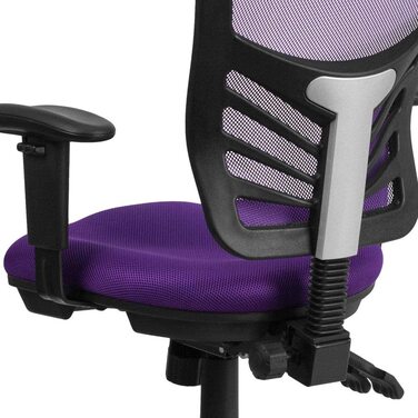 Ергономічне офісне крісло Flash Furniture з сітчастою спинкою, анатомічним та регульованим по висоті сидінням, 3 важелями керування, фіолетове