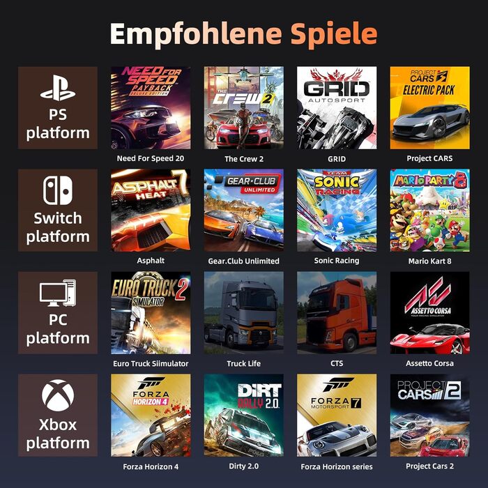 Ігровий кермо NBCP R270 з педалями, 270°, вібрація, для PC/PS3/PS4/Xbox One/Series X/S/Nintendo Switch – для гоночних ігор