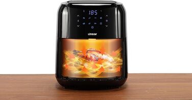 Linsar аерофритюрниця 5 л, з таймером, сенсорним екраном, функцією підігріву, регулюванням температури, енергоощадна, 1400 Вт, чорна, велика