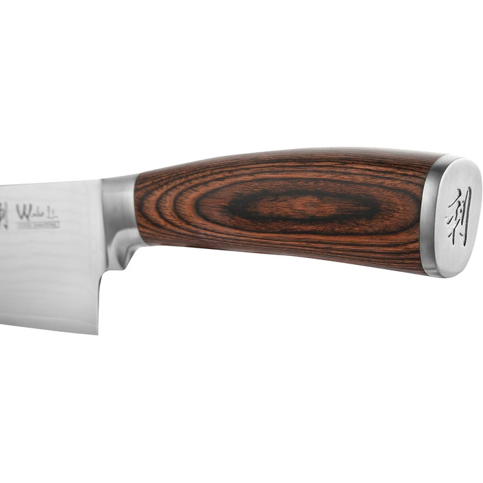 Японський ніж Wakoli EDIB Kiritsuke з дамаської сталі (серцевина VG10), 20 см – професійний ніж для кухні та приготування їжі, з ручкою з паккавуда, у подарунковій коробці з гравіюванням