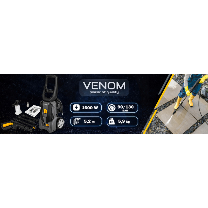 Мийка високого тиску Venom 90 бар, 1600 Вт