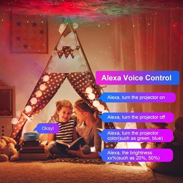 Проєктор зоряного неба PANAMALAR Smart WiFi LED Galaxy для дітей з голосовим керуванням Alexa, таймером, нічник - подарунок на день народження, Різдво (SK23-Білий)
